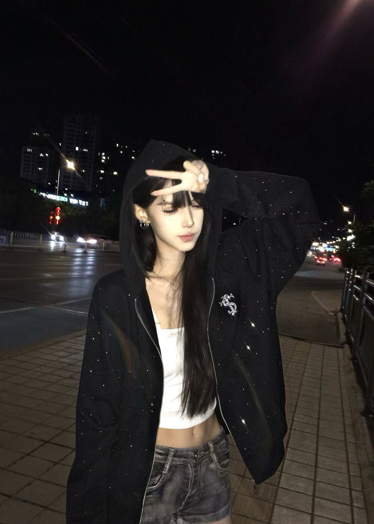 얇은 스타일 털이 있는 원본 솜씨 전체 조각 핫픽스 순수한 Mianhua 면 복합 후드 티 스웨터 여성 상세 이미지 5