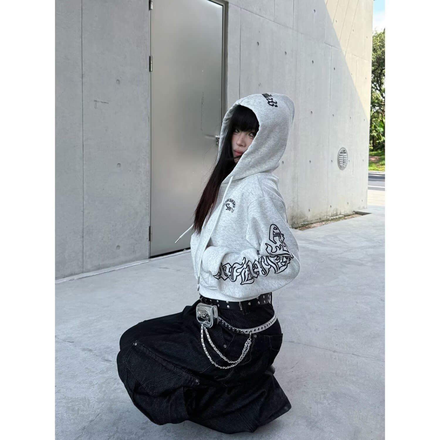 아메리칸 레트로 형제 특별 바람 프린트 후드 쇼트 스타일 후드티 이른 가을 루즈핏 느긋한 바람 지퍼 재킷 이미지 5