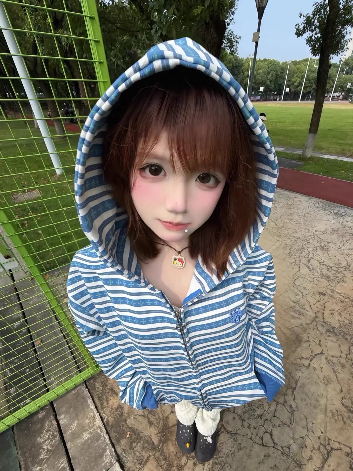 얇은 스타일 털이 있는 백금 지퍼 이후 패키지 칼라 순수한 Mianhua 면 복합 후드티 상세 이미지 3