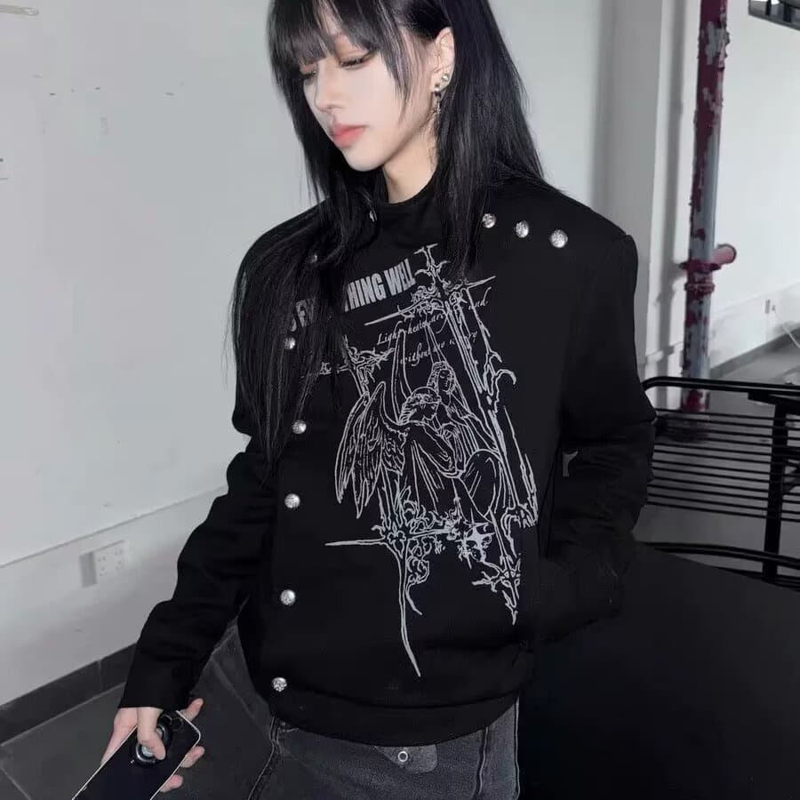 2026 가을 겨울 오리지널 작은 대중 모양의 금속 단추 징 장식 모델링 디자인 센스 재킷 재킷 남녀 이미지 4