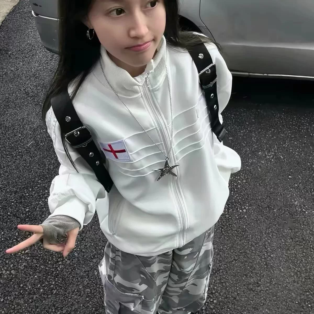 아메리칸 스탠드 칼라 막대기 표준 자수 잉글랜드 재킷 남녀 가을 오픈 가디건 후드티 cleanfit 레트로 재킷 트렌디 상세 이미지 3