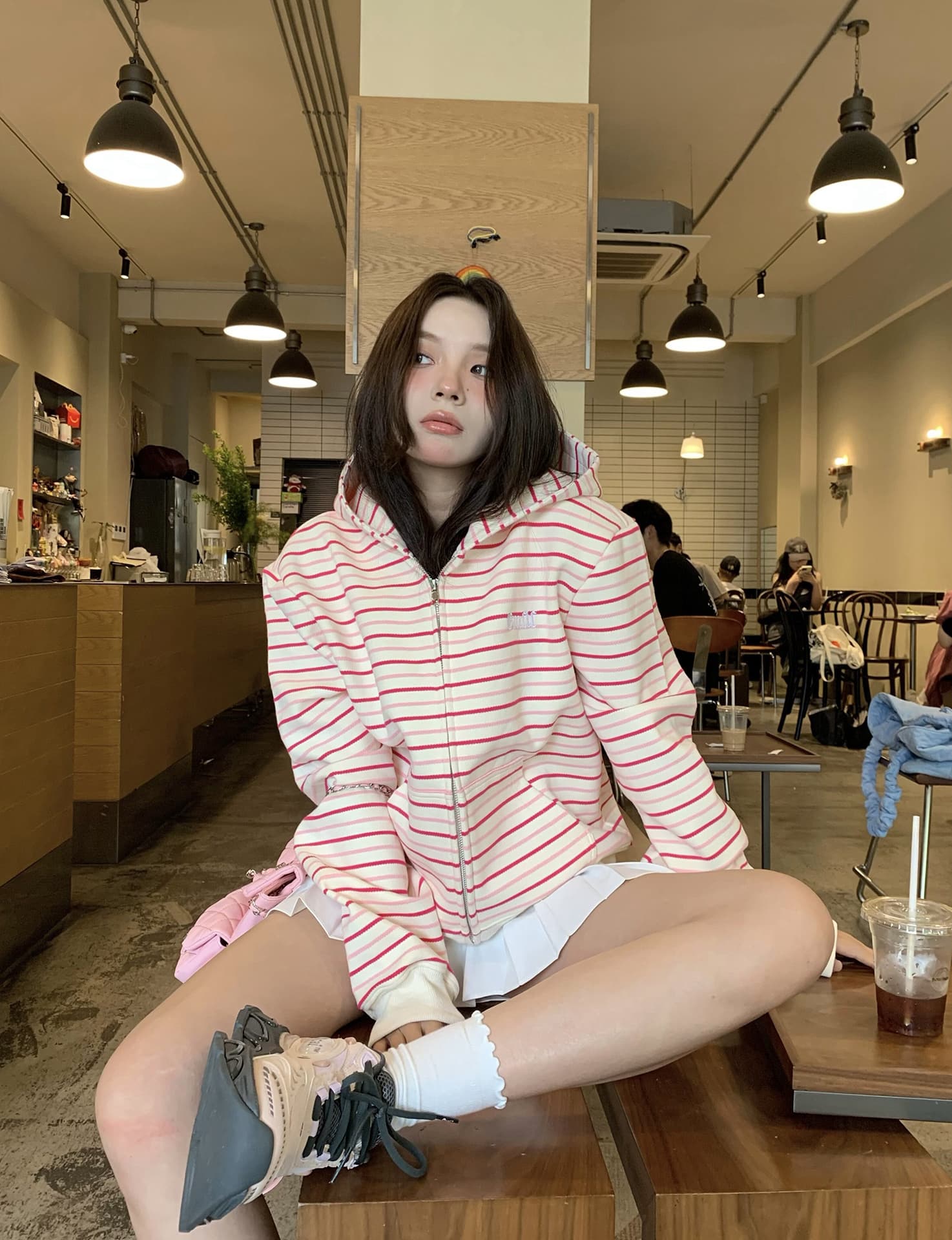얇은 스타일 털이 있는 자수 인사이드 펌프 복합 순수한 Mianhua 면 복합 후드티 상세 이미지 3