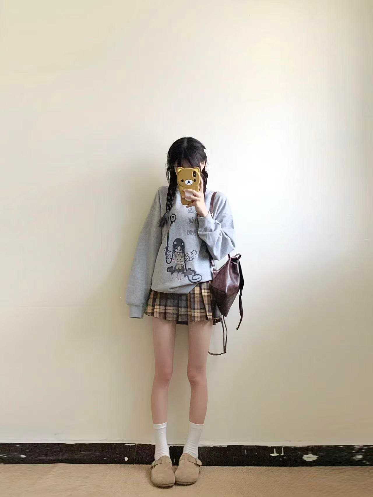 후아 면 복합 얇은 스타일 320 그램 털이 있는 420g 프린트 루즈핏 라운드 넥 후드티 이미지 2