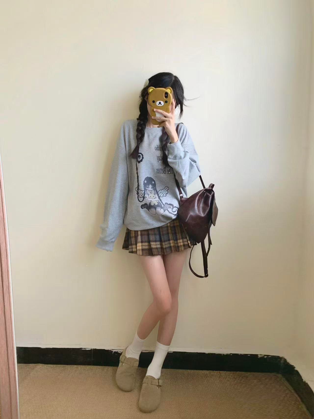 후아 면 복합 얇은 스타일 320 그램 털이 있는 420g 프린트 루즈핏 라운드 넥 후드티 상세 이미지 3