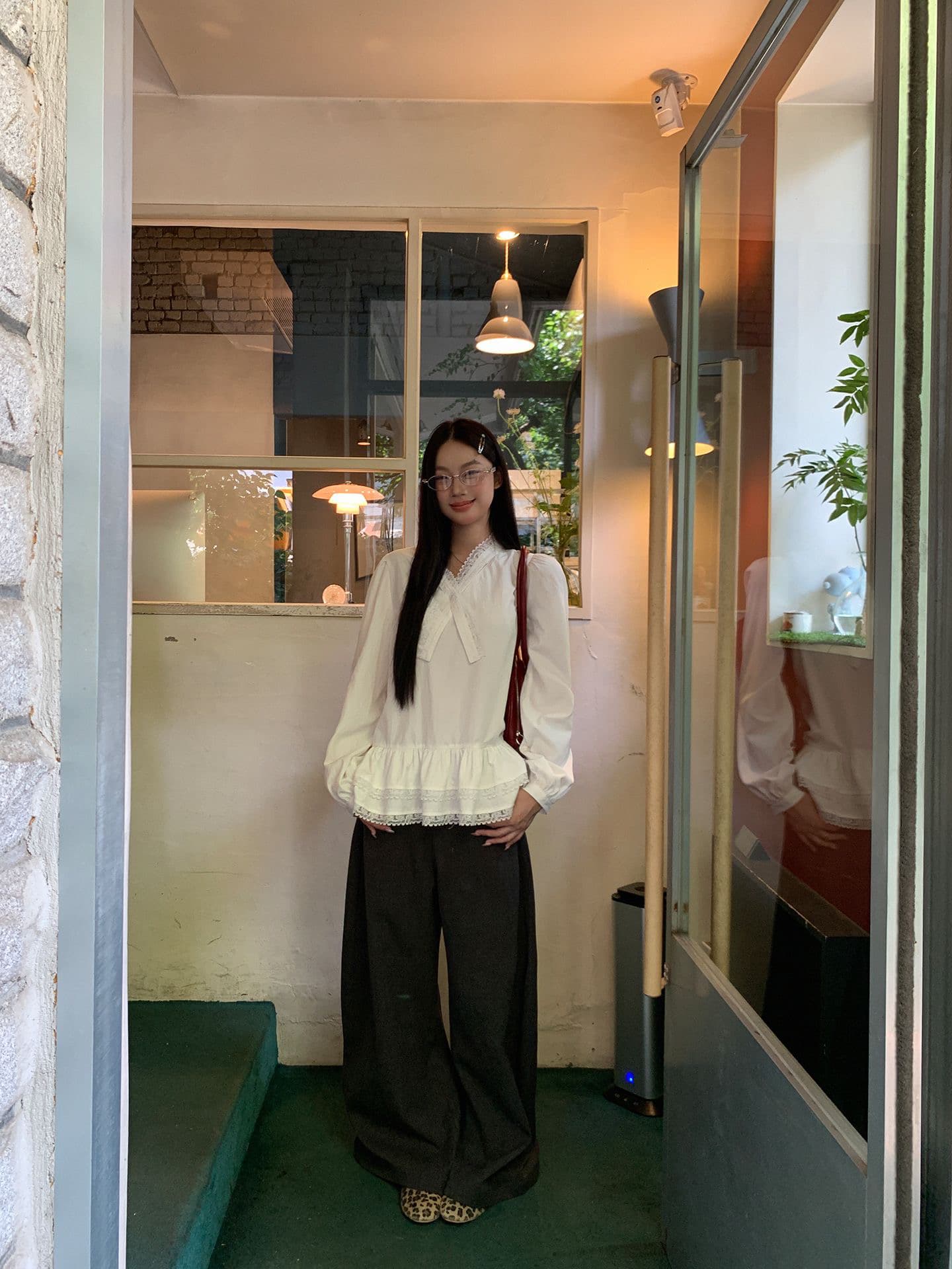 한 부서 chic 달콤한 자매 인사이드 가져 가라. 셔츠 여성 가을 레이스 조각 디자인 센스 발레 바람 맨위 이미지 4