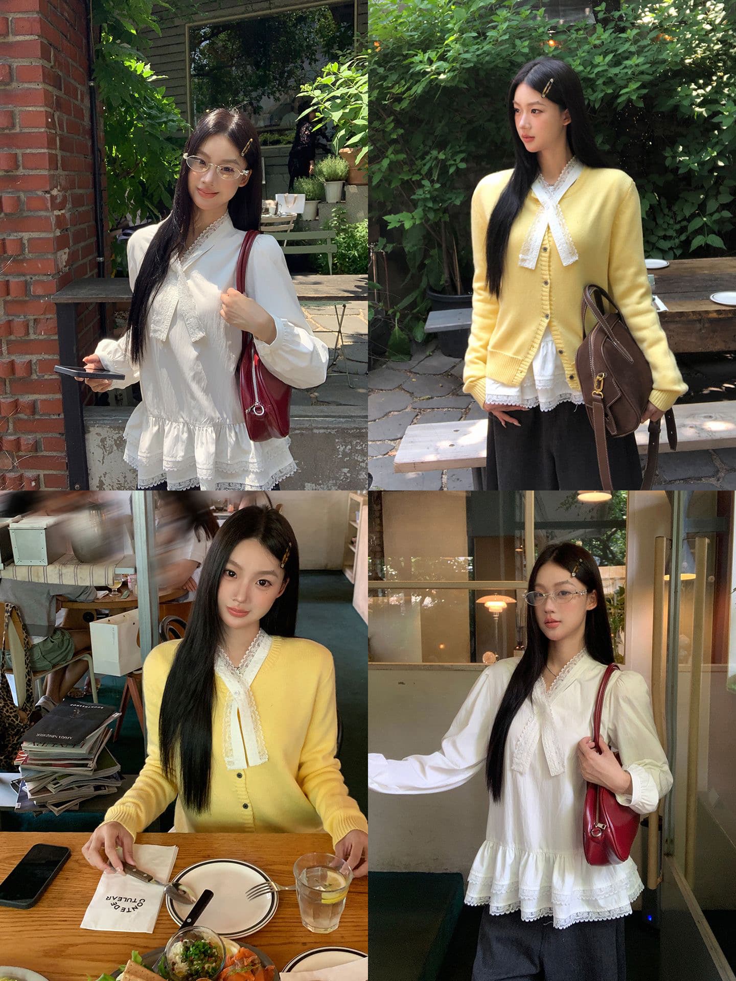한 부서 chic 달콤한 자매 인사이드 가져 가라. 셔츠 여성 가을 레이스 조각 디자인 센스 발레 바람 맨위 상세 이미지 3