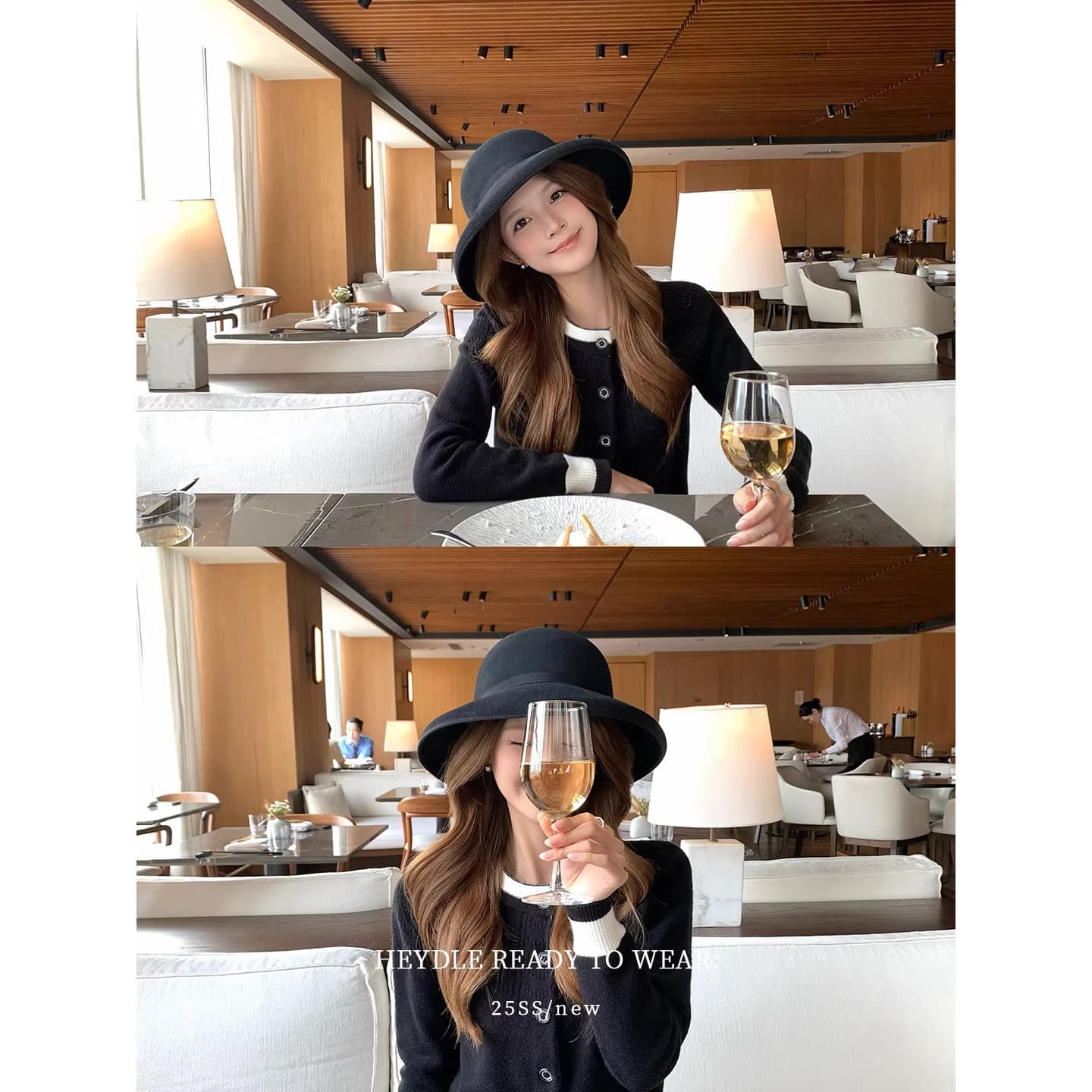 검은 콩 흠 초기 만남 순간 디자인 센스 홀로우 아웃 니트 오픈 가디건 흑인과 백인 패치워크 색상 품격 쇼트 스타일 스웨터 코트 이미지 4