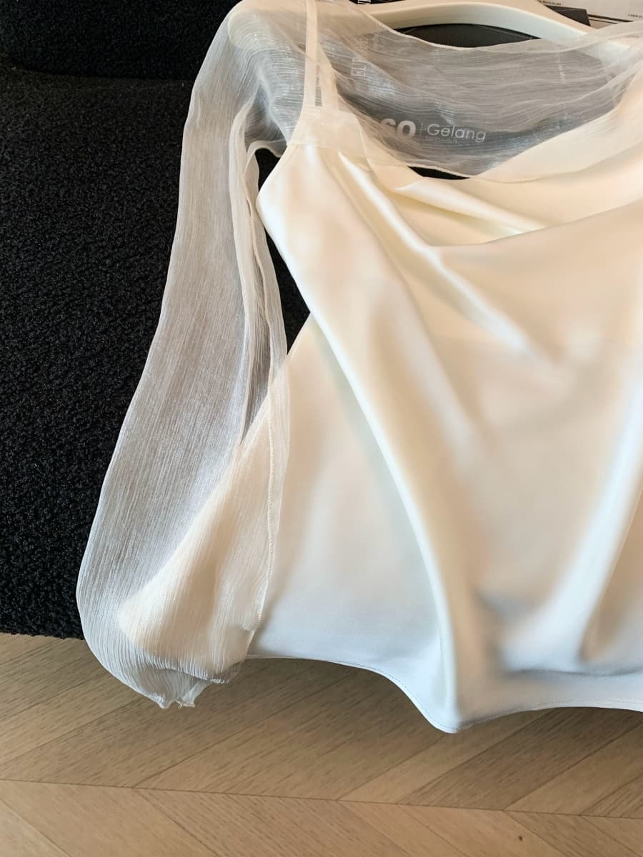 실사 여름 새로운 천 금빛 바람 흔들다 칼라 리본 조끼 프랑스식 달콤함 연령 감소 불규칙 품격 슬립 맨위 상세 이미지 4