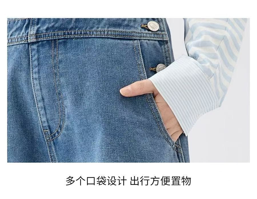 2026 가을 임산부 데님 멜빵 바지 루즈핏 연령 감소 임신 기간 고급 착용 가져 가라. 출산 착용 와이드 레그 팬츠 상세 이미지 10