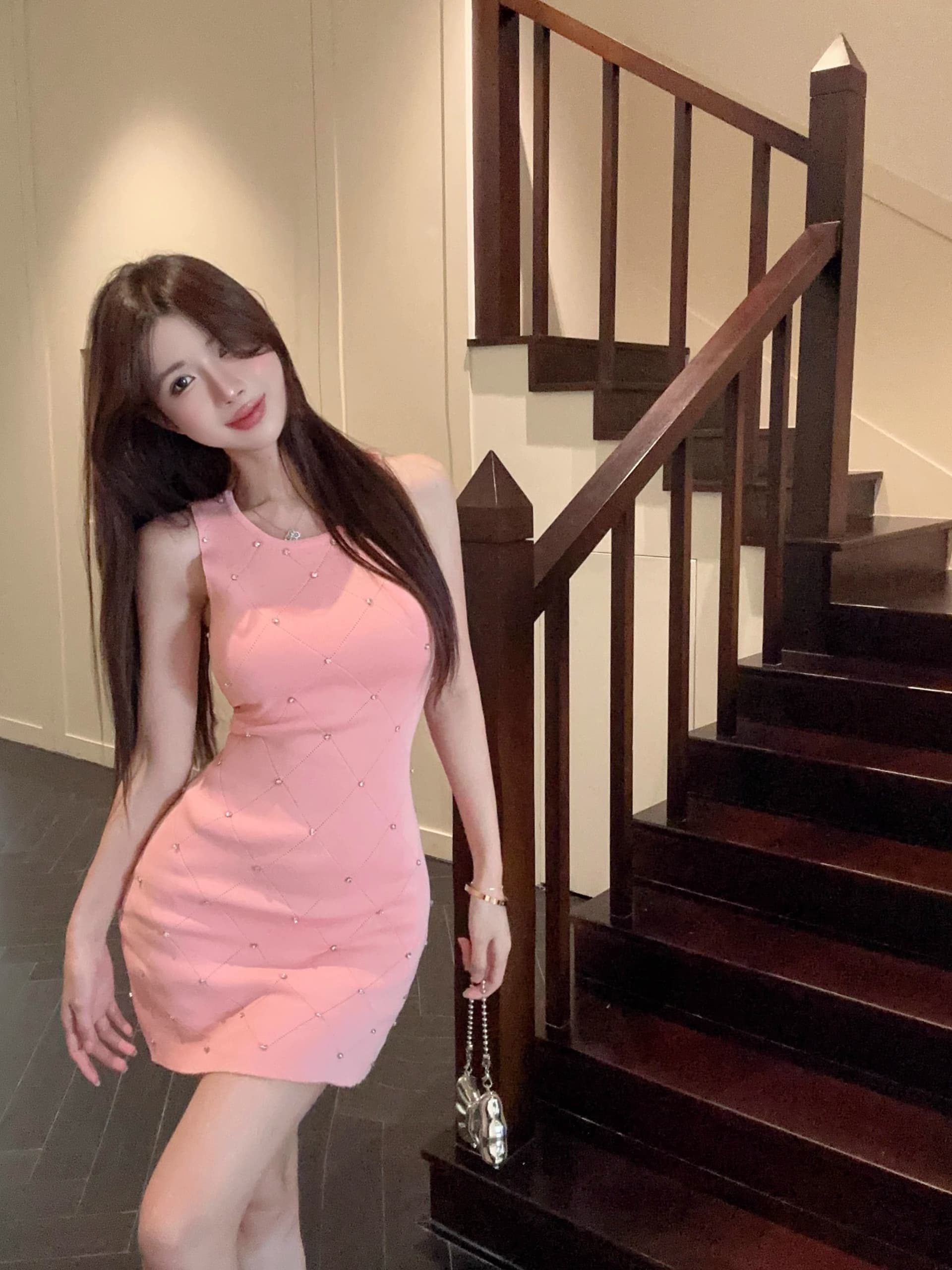 한국 빛 럭셔리 못 훈련 조끼 얼음 실크 드레스 작은 키 심장 기계 나이트 클럽 핫걸 달콤한 매운맛 바람 ol 타이트 스커트 미니 스커트 상세 이미지 15