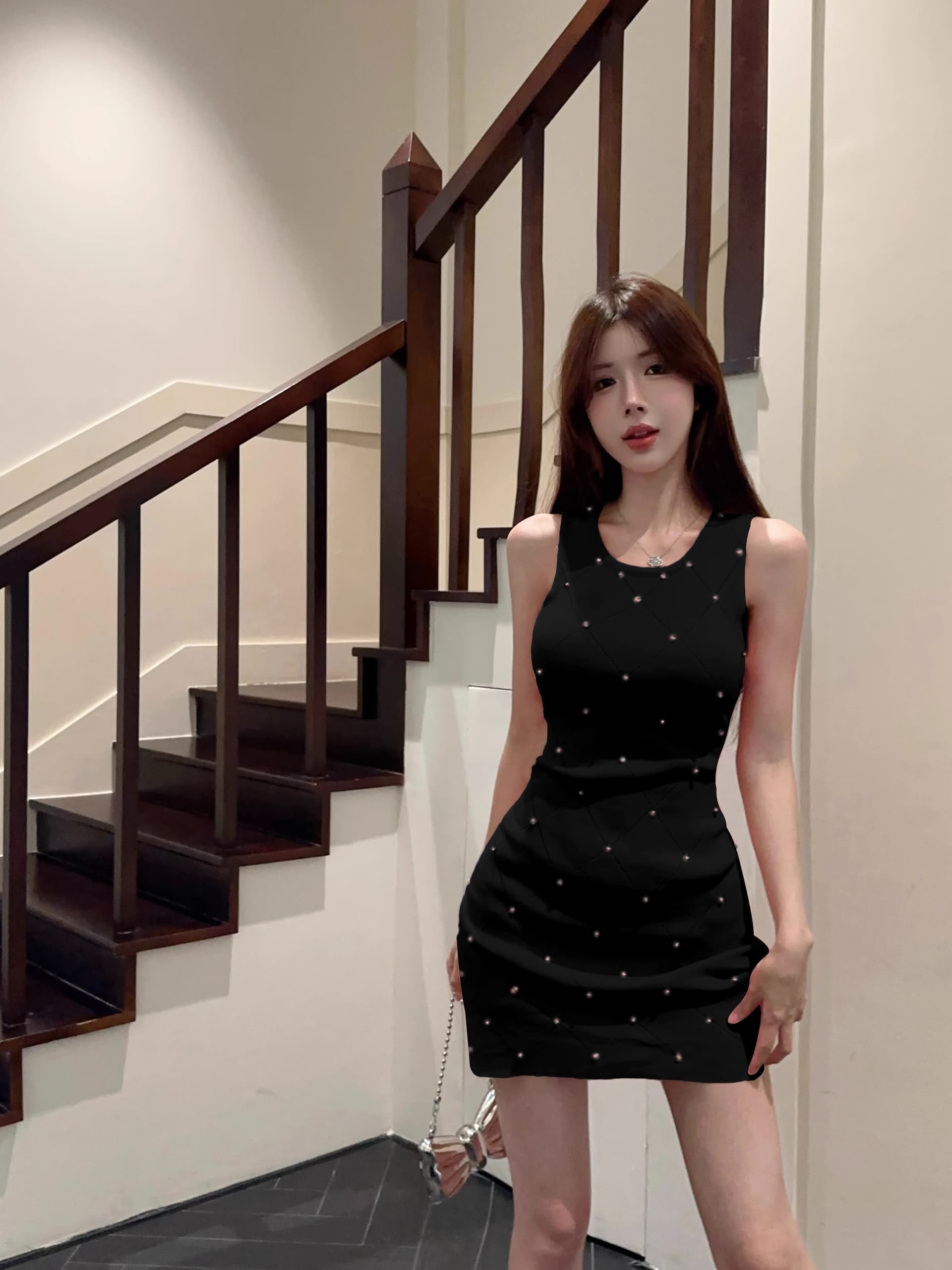 한국 빛 럭셔리 못 훈련 조끼 얼음 실크 드레스 작은 키 심장 기계 나이트 클럽 핫걸 달콤한 매운맛 바람 ol 타이트 스커트 미니 스커트 상세 이미지 24