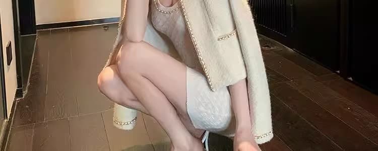한국 품격 작은 샤넬 스타일 얼음 실크 조끼 여성 드레스 여름 작은 키 심장 기계 슬립 u 칼라 ol 타이트 스커트 미니 스커트 상세 이미지 21