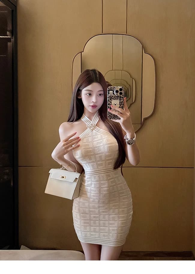 아름다움 대양 meiyangluna 루 Na 오프숄더 행침 목 니트 드레스 몸매 가꾸기 섹시함 타이트 스커트 인사이드 가져 가라. 기본 스커트 상세 이미지 18
