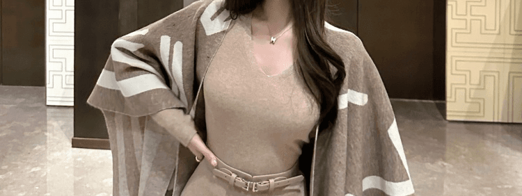 한국 V넥 니트 스웨터 드레스 가을 겨울 허리 수축 슬림해 보이는 홍콩 스타일 고급 센스 품격 명문 여성 만나는 롱 스커트 상세 이미지 26