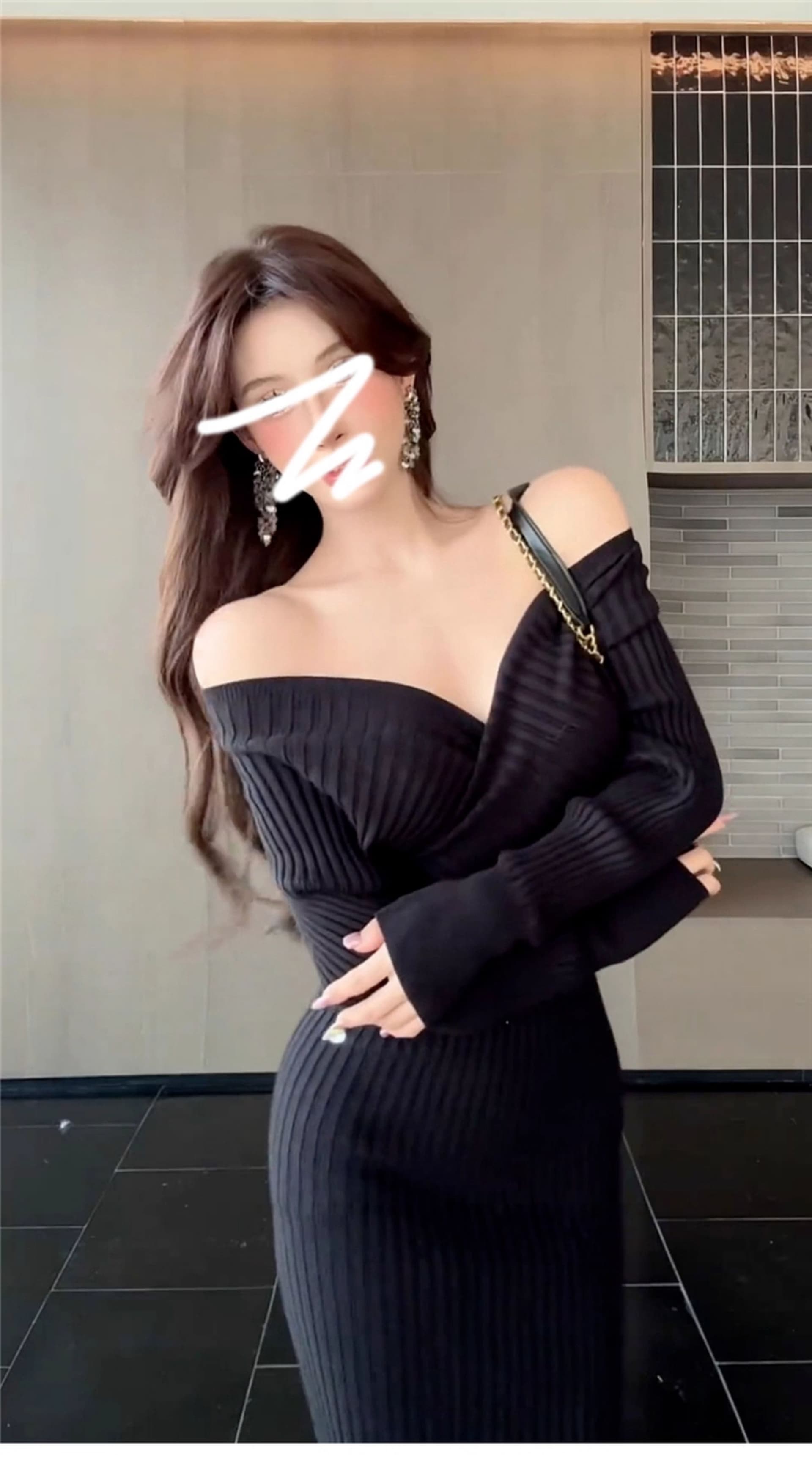 한국 품격 명문 여성 로얄 자매 오프숄더 니트 스웨터 드레스 가을 겨울 작은 심장 기계 나이트 클럽 달콤한 매운맛 바람 ol 롱 스커트 상세 이미지 16