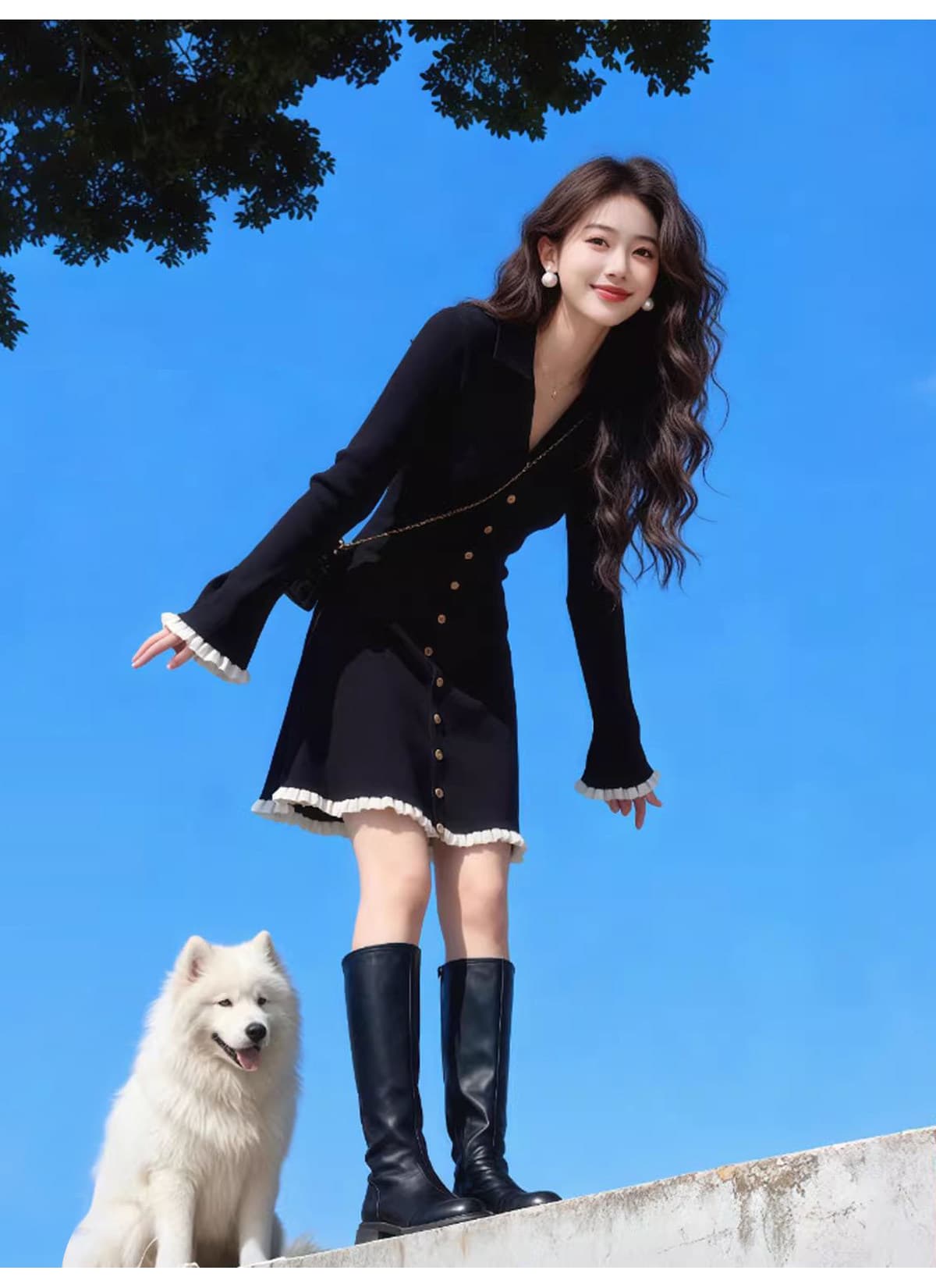 한국 작은 키 허리 수축 슬림해 보이는 니트 여성 드레스 가을 겨울 슈퍼 잘 생긴 품격 인사이드 가져 가라. 예쁜 스웨터 미니 스커트 상세 이미지 5