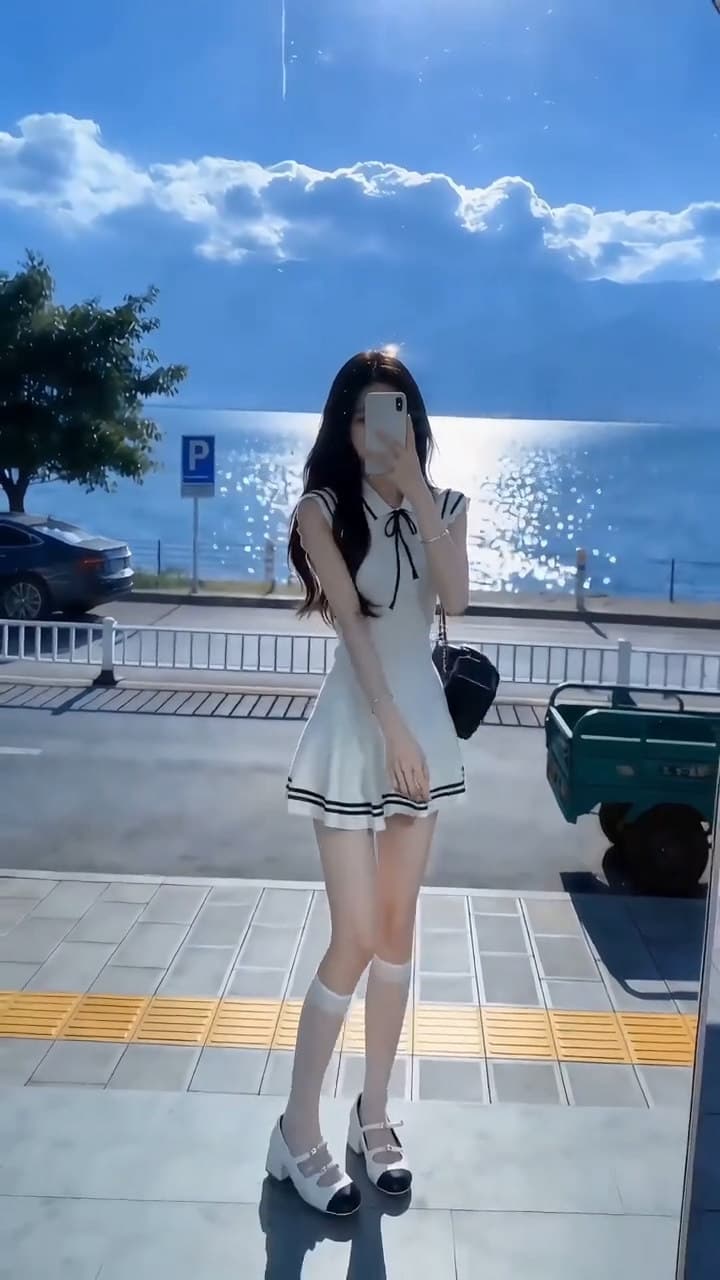 한 부서 학원 스타일 얼음 실크 니트 여성 드레스 여름 2026 새로운 부드러운 바람 달콤함 허리 수축 한 마디 미니 스커트 상세 이미지 6