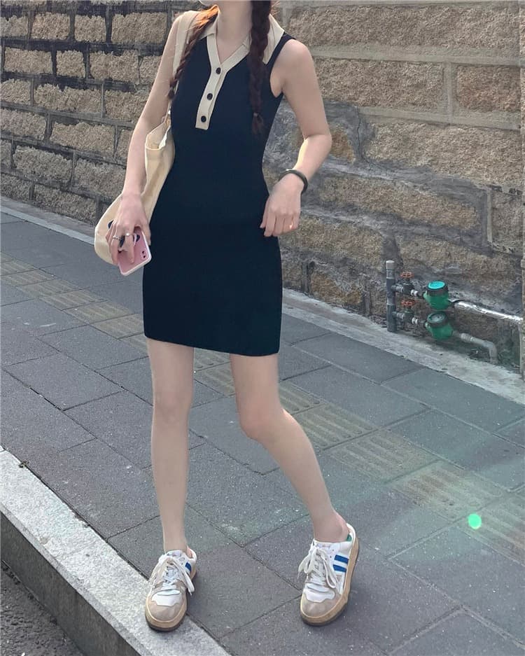 한국 품격 고급 센스 POLO 칼라 얼음 실크 여성 드레스 여름 작은 키 달콤한 매운맛 학원 스타일 타이트 스커트 ol 미니 스커트 상세 이미지 39