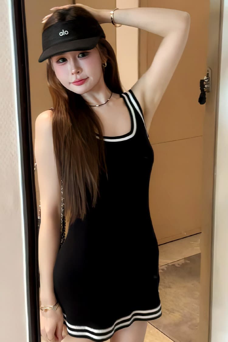 한국 패션 캐주얼 광장 칼라 얼음 실크 조끼 슬립 드레스 작은 키 신선함 학원 스타일 ol 미니 스커트 이미지 7