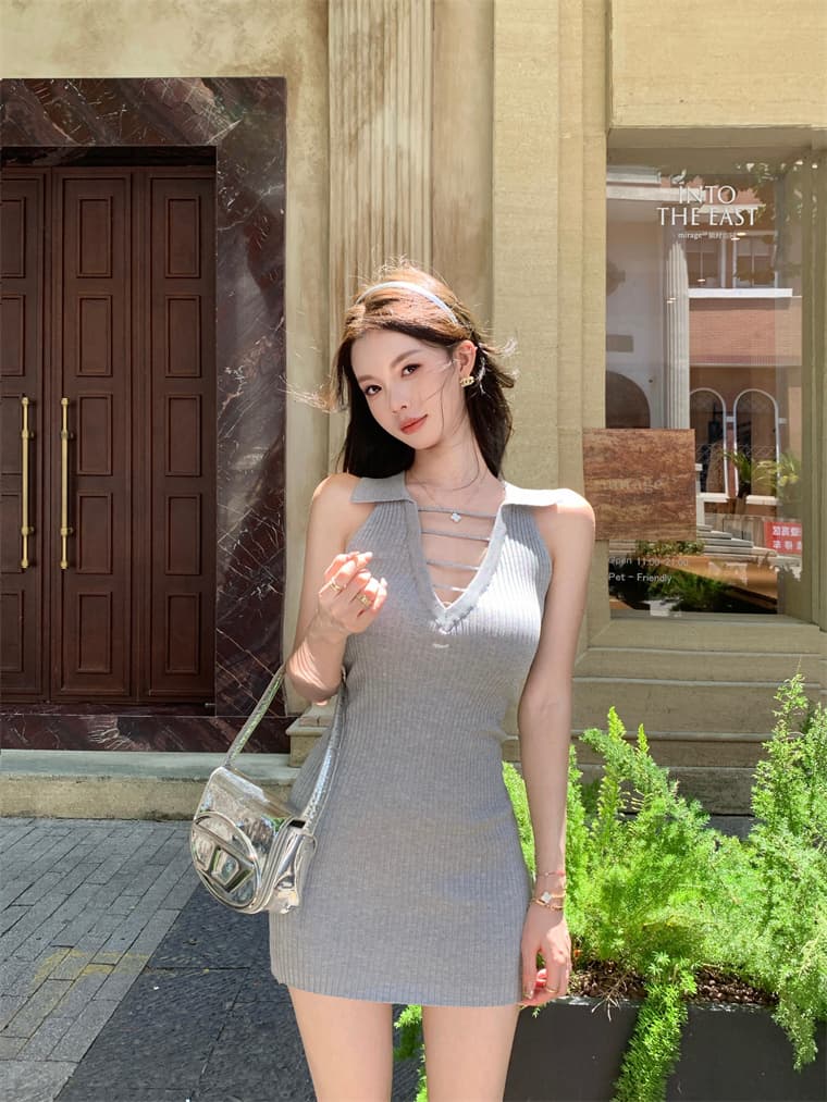 akl official 귀신 주간 접시 순수한 욕망 polov 칼라 얼음 실크 드레스 작은 키 심장 기계 ol 나이트 클럽 바람 상세 이미지 8