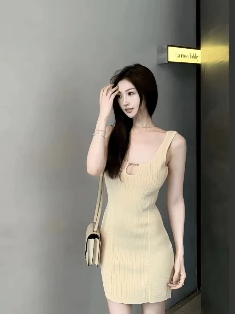 한국 홍콩 느낌 레트로 품격 u 칼라 얼음 실크 드레스 순수한 욕망 달콤한 매운맛 심장 기계 나이트 클럽 ol 디스플레이 몸 타이트 스커트 상세 이미지 25