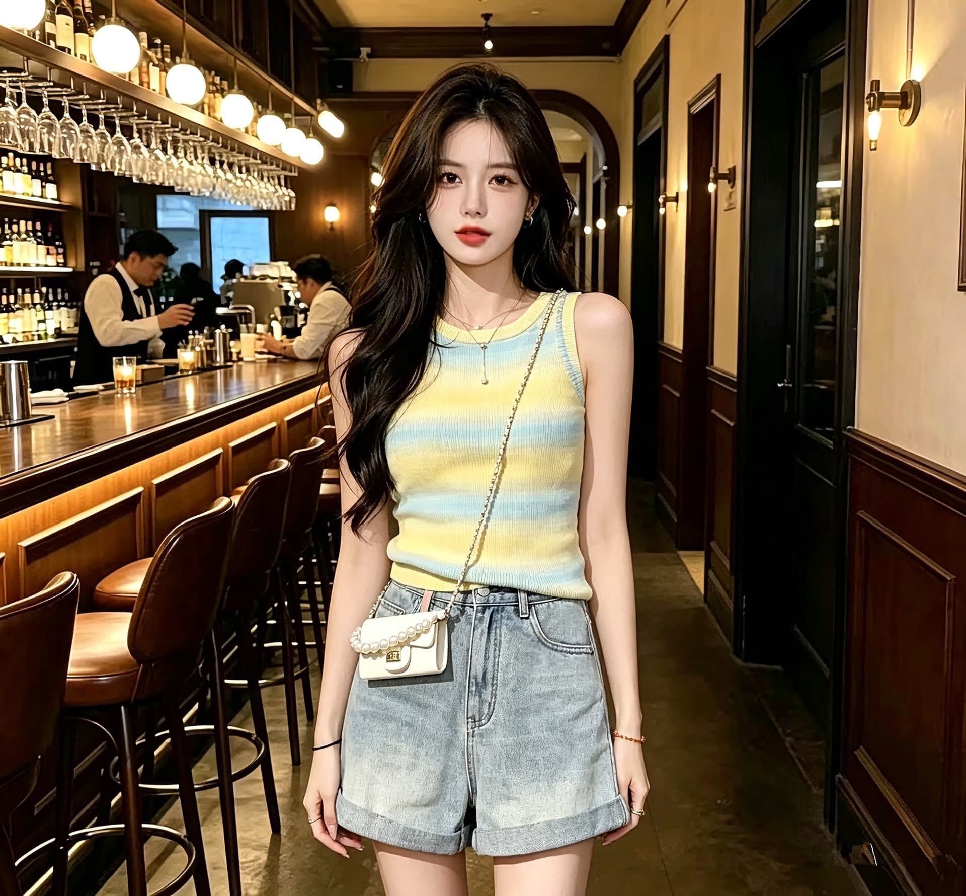 배색 스트라이프 라운드 넥 니트 민소매 조끼 여성 여름 2026 새로운 몸매 가꾸기 슬림해 보이는 인사이드 가져 가라. 외출용 맨위 트렌디 상세 이미지 9