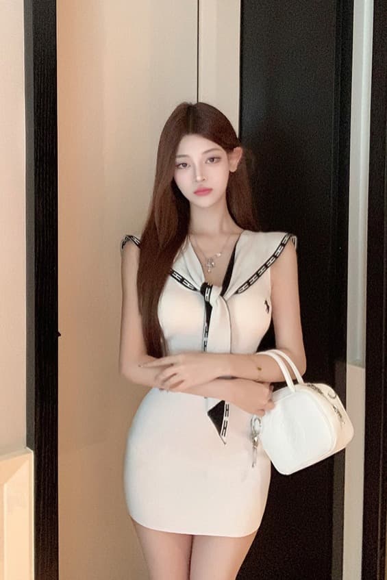 한국 luna 루 Na 품격 명문 여성 부드러운 숙녀 해군 스타일 ol 얼음 실크 드레스 코디 숄 투피스 세트 이미지 6