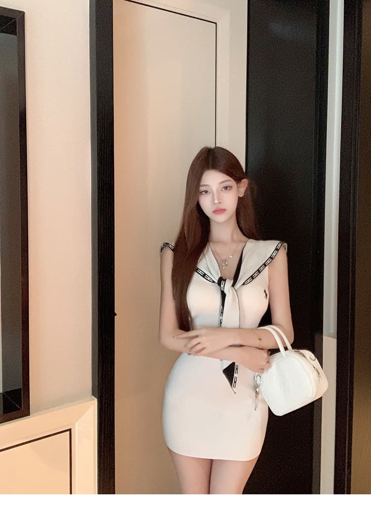 한국 luna 루 Na 품격 명문 여성 부드러운 숙녀 해군 스타일 ol 얼음 실크 드레스 코디 숄 투피스 세트 상세 이미지 10