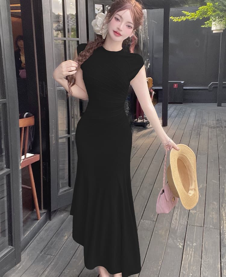 한국 패션 품격 명문 여성 홍콩 스타일 레트로 연령 감소 슬림해 보이는 작은 샤넬 스타일 드레스 몸매 가꾸기 슬림해 보이는 타이트 스커트 롱 스커트 상세 이미지 32