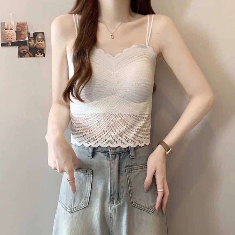 레이스 행침 벨트 가슴 패드 인사이드 가져 가라. 아름다움 뒤로 브래지어 하나 조끼 여성 2026 새로운 여름 외출용 튜브탑 맨위 이미지 4