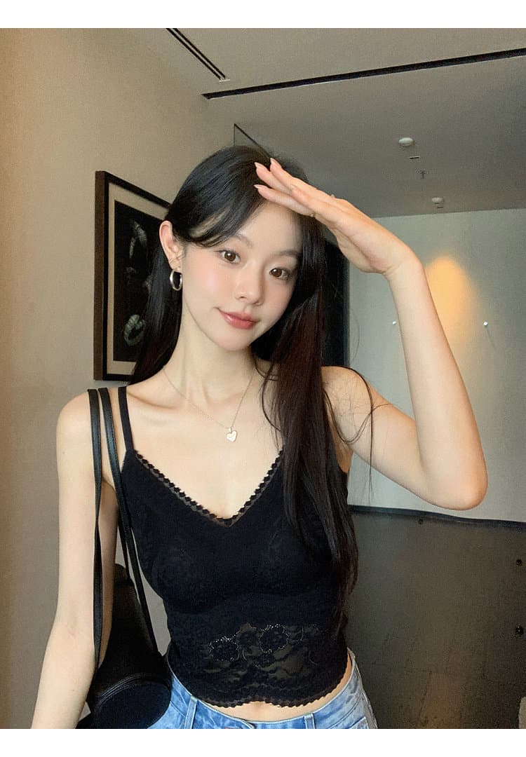 장 베이 베이 ibell 절묘한 부드러운 실 레이스 자카드 품격 몸매 가꾸기 슬림해 보이는 쇼트 스타일 물방울 컵 V넥 조끼 슬립 상세 이미지 17