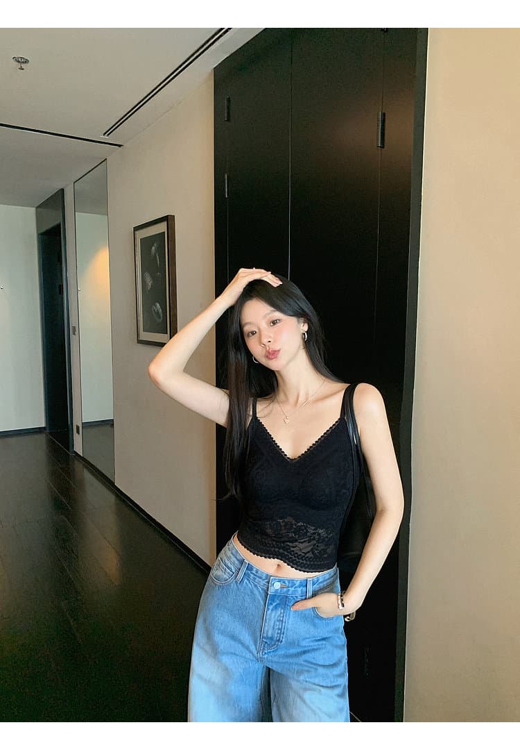 장 베이 베이 ibell 절묘한 부드러운 실 레이스 자카드 품격 몸매 가꾸기 슬림해 보이는 쇼트 스타일 물방울 컵 V넥 조끼 슬립 상세 이미지 27