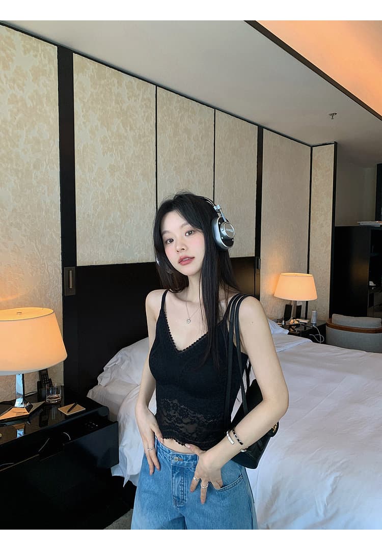 장 베이 베이 ibell 절묘한 부드러운 실 레이스 자카드 품격 몸매 가꾸기 슬림해 보이는 쇼트 스타일 물방울 컵 V넥 조끼 슬립 상세 이미지 33