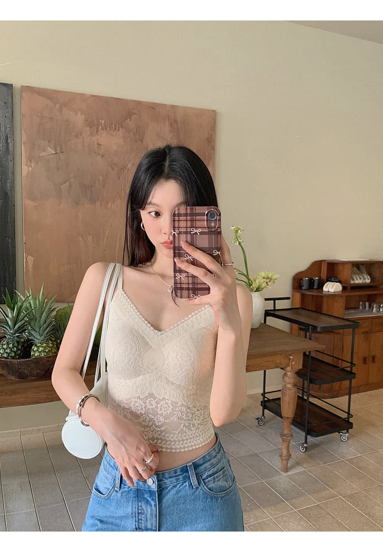 장 베이 베이 ibell 절묘한 부드러운 실 레이스 자카드 품격 몸매 가꾸기 슬림해 보이는 쇼트 스타일 물방울 컵 V넥 조끼 슬립 상세 이미지 37