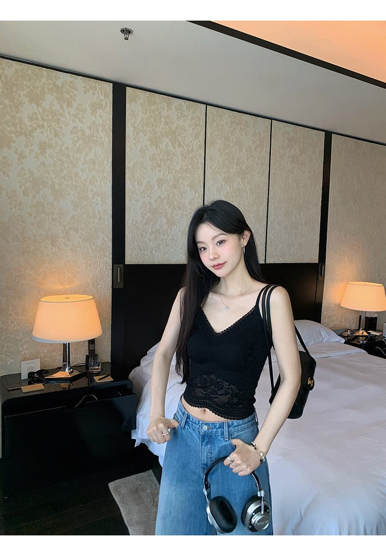 장 베이 베이 ibell 절묘한 부드러운 실 레이스 자카드 품격 몸매 가꾸기 슬림해 보이는 쇼트 스타일 물방울 컵 V넥 조끼 슬립 상세 이미지 62
