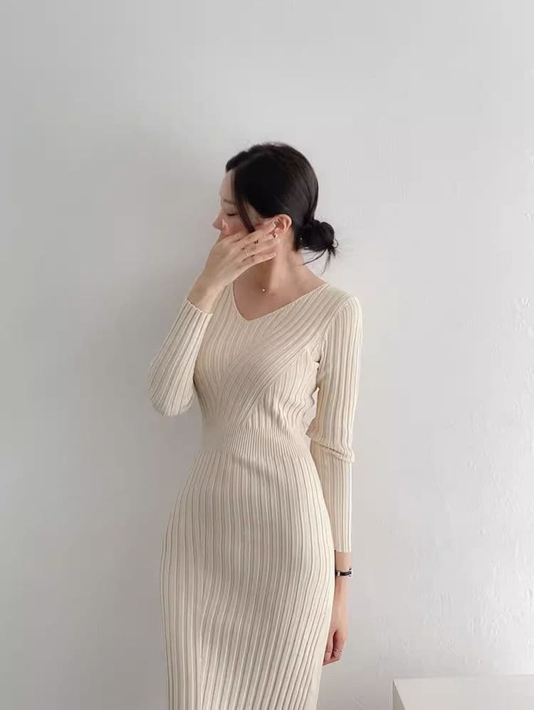 품격 여성 섹시함 롱 코트 무릎 아래 스웨터 드레스 몸매 가꾸기 슬림해 보이는 타이트 스커트 인사이드 가져 가라. 니트 여성 드레스 가을 겨울 상세 이미지 3