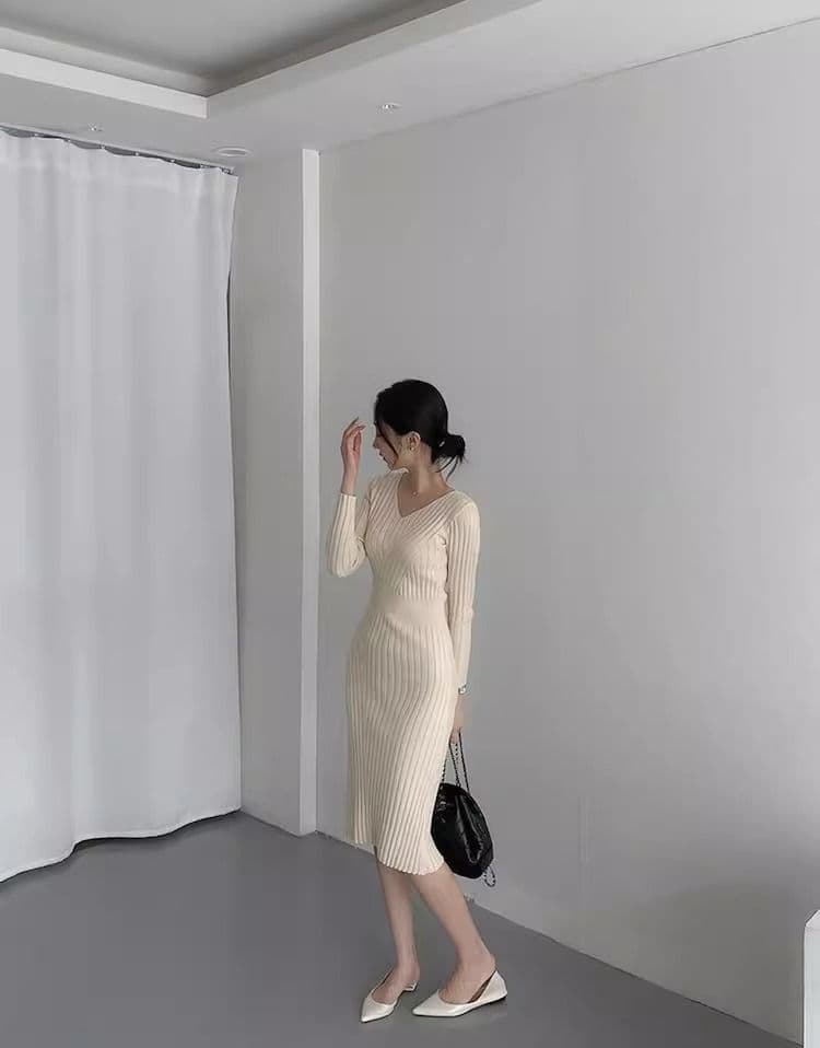 품격 여성 섹시함 롱 코트 무릎 아래 스웨터 드레스 몸매 가꾸기 슬림해 보이는 타이트 스커트 인사이드 가져 가라. 니트 여성 드레스 가을 겨울 상세 이미지 4