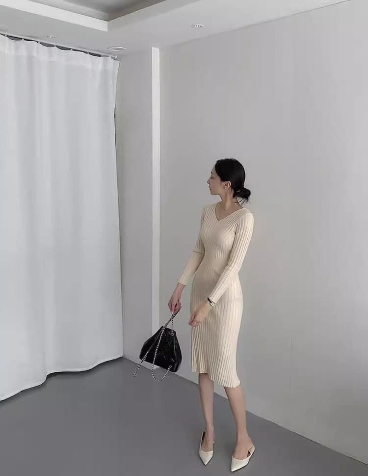 품격 여성 섹시함 롱 코트 무릎 아래 스웨터 드레스 몸매 가꾸기 슬림해 보이는 타이트 스커트 인사이드 가져 가라. 니트 여성 드레스 가을 겨울 상세 이미지 5