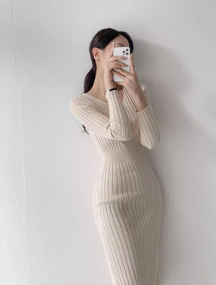 품격 여성 섹시함 롱 코트 무릎 아래 스웨터 드레스 몸매 가꾸기 슬림해 보이는 타이트 스커트 인사이드 가져 가라. 니트 여성 드레스 가을 겨울 상세 이미지 6