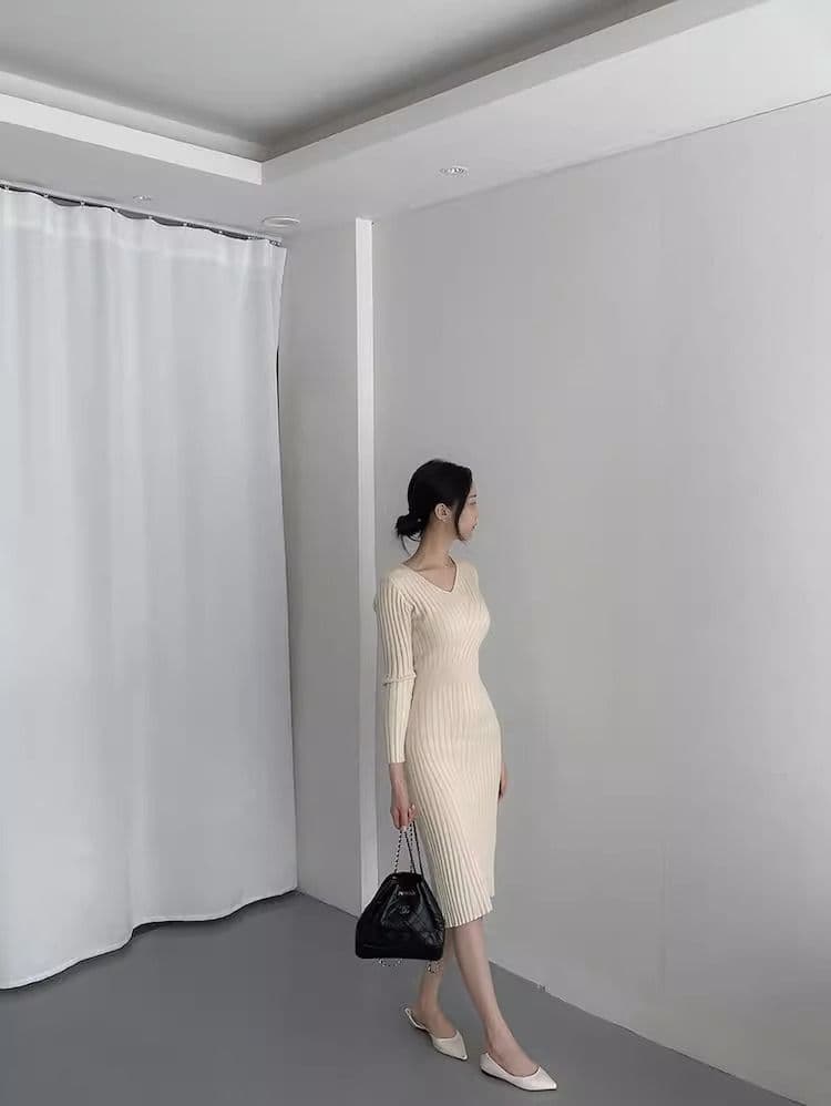 품격 여성 섹시함 롱 코트 무릎 아래 스웨터 드레스 몸매 가꾸기 슬림해 보이는 타이트 스커트 인사이드 가져 가라. 니트 여성 드레스 가을 겨울 상세 이미지 8