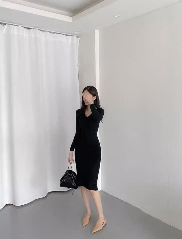 품격 여성 섹시함 롱 코트 무릎 아래 스웨터 드레스 몸매 가꾸기 슬림해 보이는 타이트 스커트 인사이드 가져 가라. 니트 여성 드레스 가을 겨울 상세 이미지 13