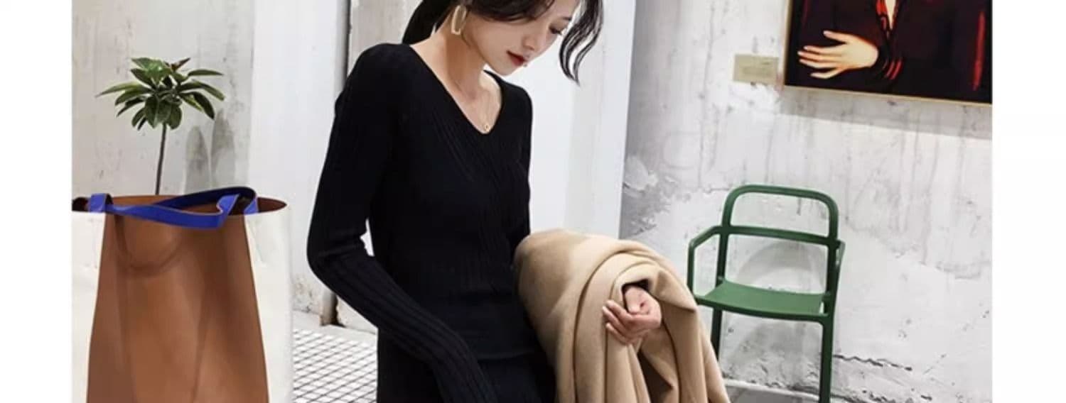 경기 코트 스웨터 드레스 아이들 가을 겨울 중간 길이 몸매 가꾸기 외국 가스 인사이드 가져 가라. 만나는 여성 무릎 아래 니트 드레스 상세 이미지 24