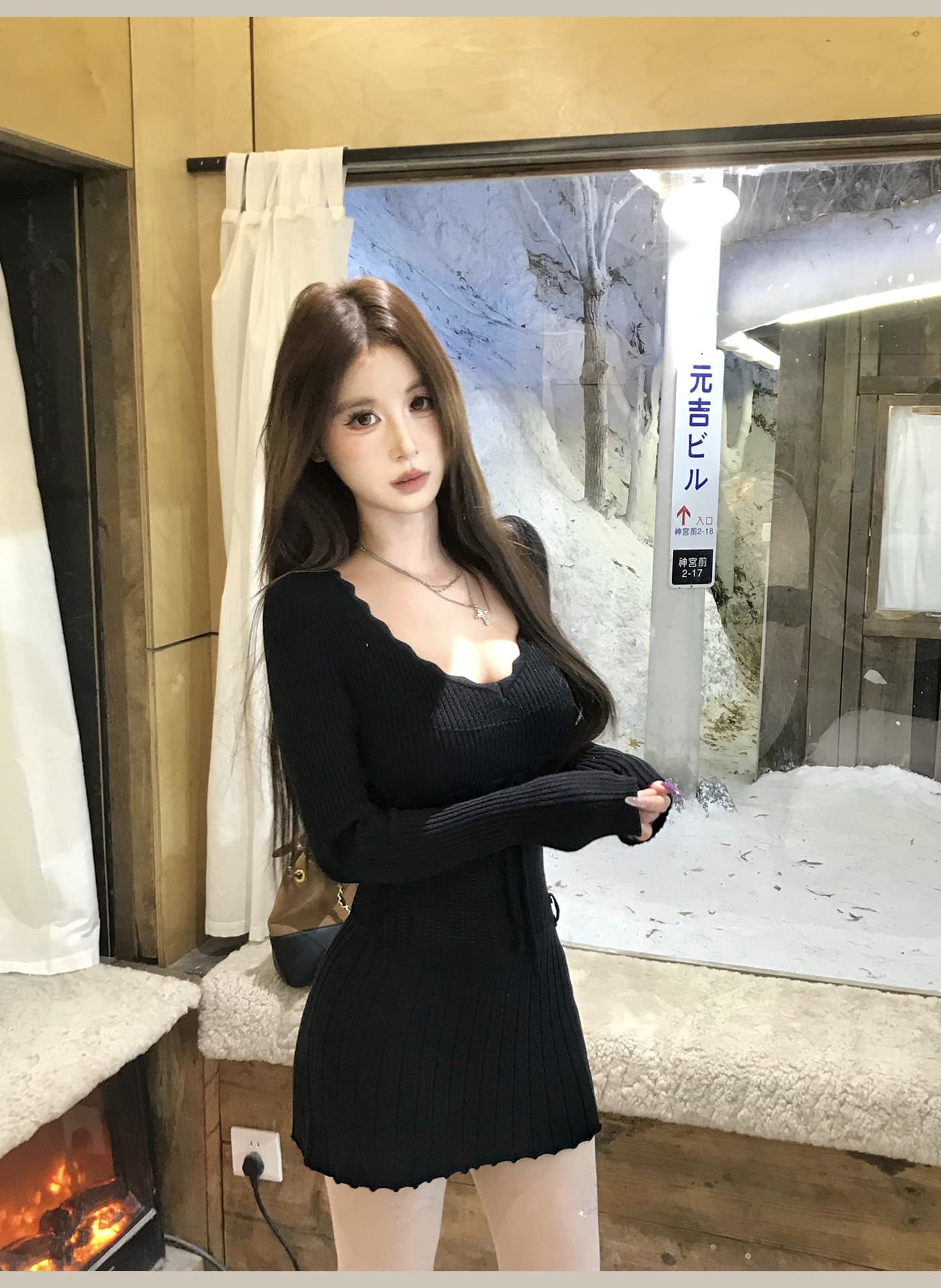 mejiu 꿀 나인 리플 부드러운 찹쌀 순수한 욕망 니트 스웨터 여성 드레스 가을 겨울 부드러운 허리 수축 슬림해 보이는 한 마디 행사 치마 상세 이미지 13