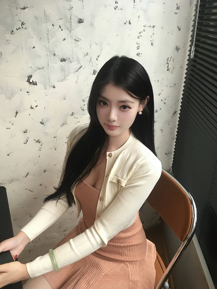 한국 dfay 복숭아 장미 골드 몸매 가꾸기 신축성 얼음 실크 광장 칼라 여성 드레스 여름 작은 키 심장 기계 핫걸 상세 이미지 5
