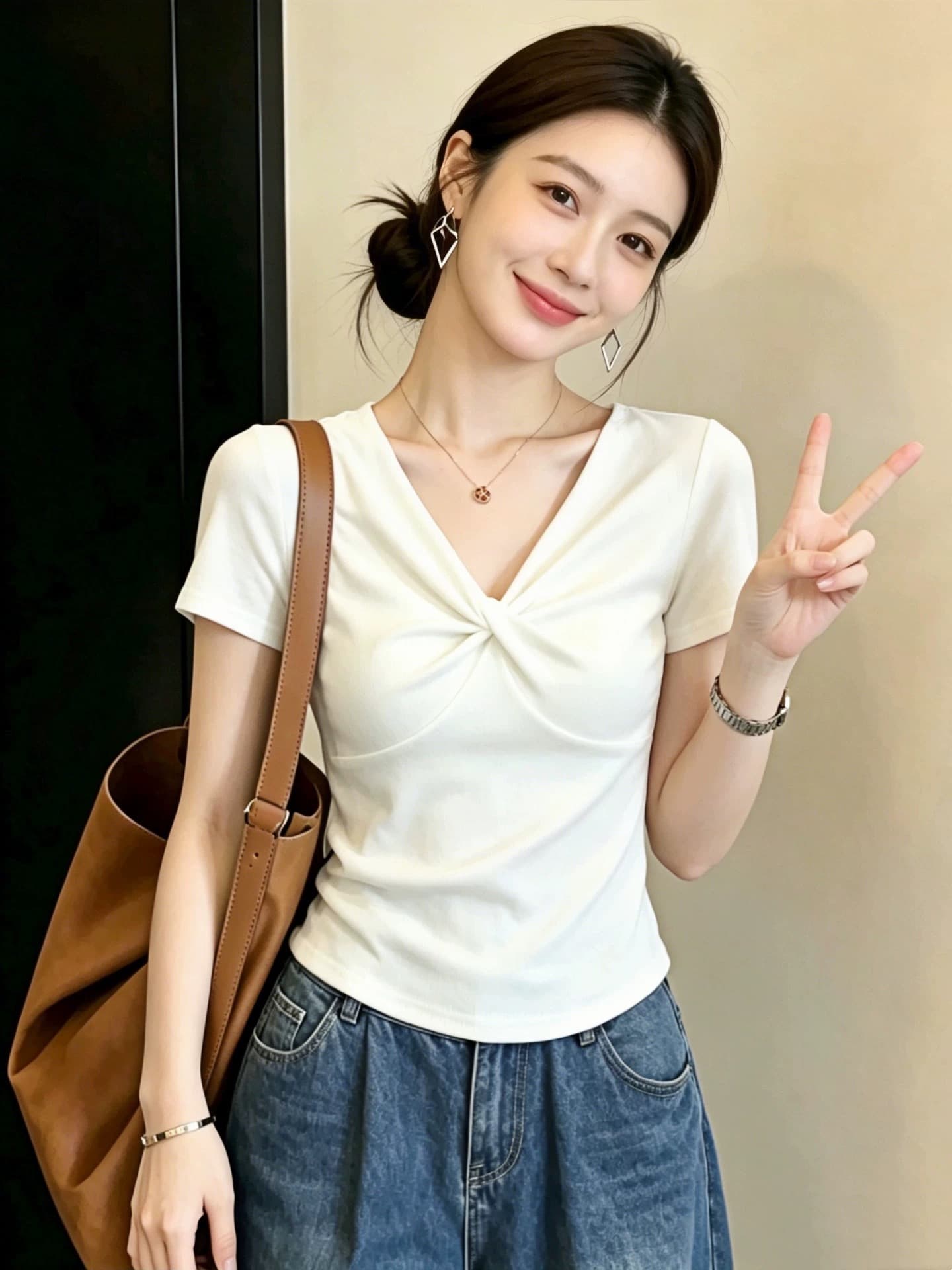 화이트 오프숄더 반팔 티셔츠 여성 의류 2026 새로운 여름 디자인 센스 몸매 가꾸기 슬림해 보이는 핫걸 오프숄더 맨위 서비스 이미지 2