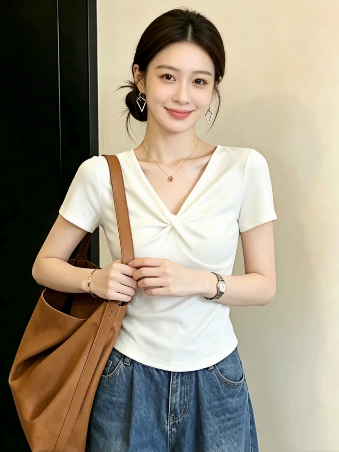 화이트 오프숄더 반팔 티셔츠 여성 의류 2026 새로운 여름 디자인 센스 몸매 가꾸기 슬림해 보이는 핫걸 오프숄더 맨위 서비스 상세 이미지 3