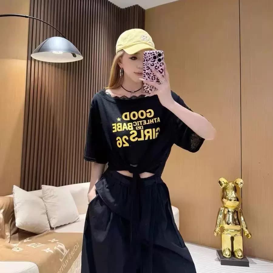 패션 캐주얼 알파벳 프린트 반팔 티셔츠 여성 여름 스트랩 디자인 루즈핏 슬림해 보이는 한 부서 자외선 차단 에어컨 맨위 상세 이미지 7
