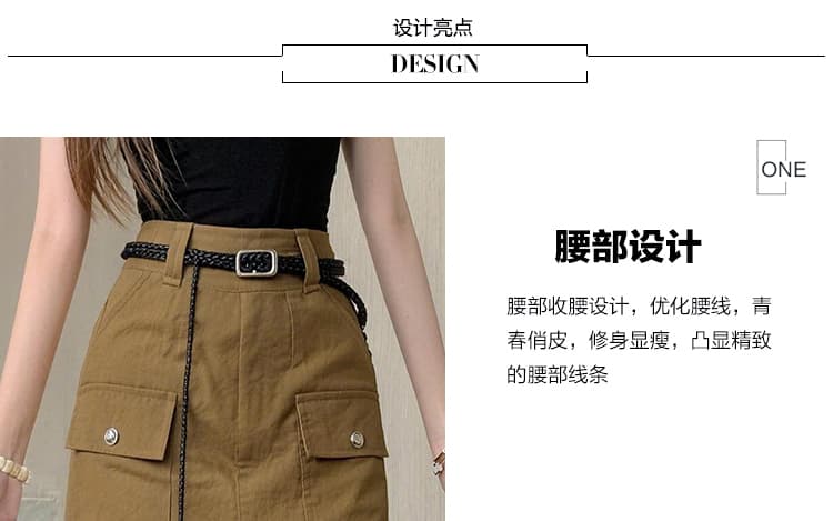 오래된 돈 바람 한 부서 아마 스트레이트 반신 스커트 여성 여름 하이웨이스트 트임 얇은 스타일 면 린넨 통기성 중간 길이 타이트 스커트 상세 이미지 5