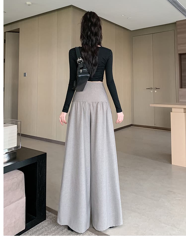 검정색 하이웨이스트 다용도 캐주얼 바지 배기 바지 스트레이트 팬츠 여성 가을 작은 대중 디자인 센스 루즈핏 긴 바지 와이드 레그 팬츠 상세 이미지 19