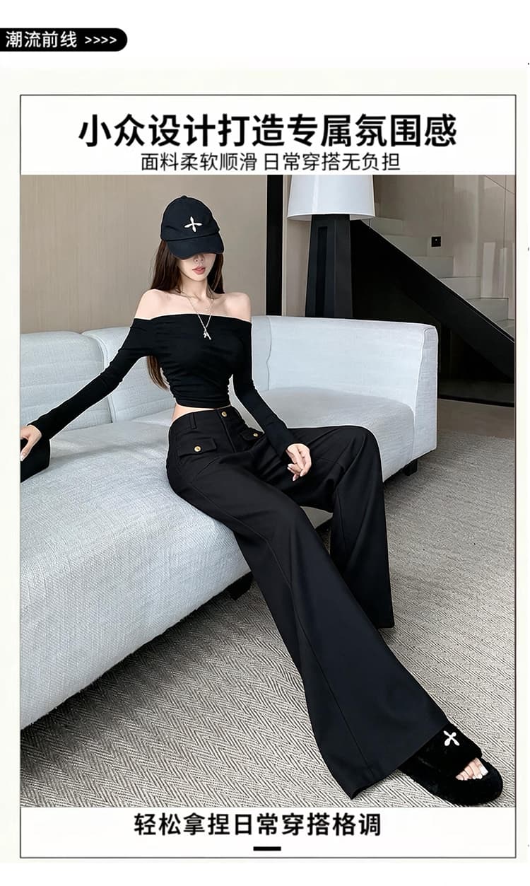 주간 실크 데님 와이드 레그 팬츠 가을 새로운 도루 센스 좁은 에디션 오래된 돈 정장 바지 캐주얼 스트레이트 느긋한 느슨함 센스 바지 상세 이미지 6